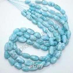 Very Rare Natural Larimar Smooth Nugget Shape Gemstone Beads AAA+ Blue Larimar