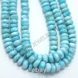 Very Rare Natural Larimar Smooth Rondelle Shape Gemstone Beads AAA+ Blue Larimar