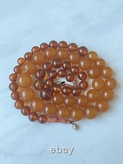 Very Rare Soviet Amber Beads with Natural Coral, 33 inches