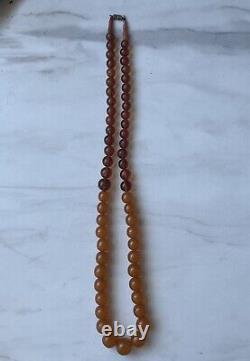 Very Rare Soviet Amber Beads with Natural Coral, 33 inches