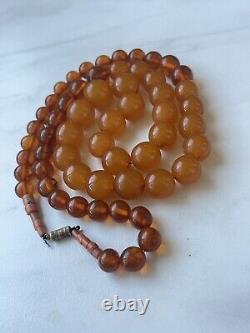 Very Rare Soviet Amber Beads with Natural Coral, 33 inches