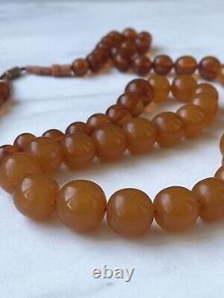 Very Rare Soviet Amber Beads with Natural Coral, 33 inches