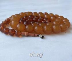 Very Rare Soviet Amber Beads with Natural Coral, 33 inches