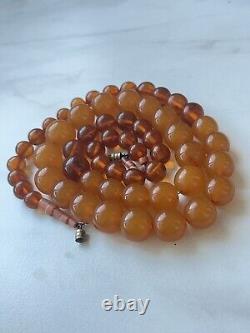 Very Rare Soviet Amber Beads with Natural Coral, 33 inches