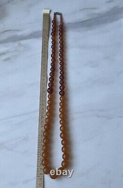 Very Rare Soviet Amber Beads with Natural Coral, 33 inches