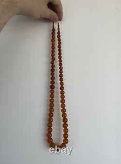 Very Rare Soviet Amber Beads with Natural Coral, 33 inches