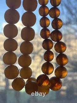 Very Rare Soviet Amber Beads with Natural Coral, 33 inches