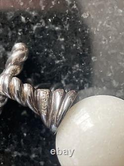 Very Rare Tiffany & Co. 925 Silver 18mm Bead Ball White Dolomite 16 Necklace