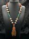 Very Rare Vintage Silver Turquoise & Pyu Culture Carnelian Beaded Stone Necklace