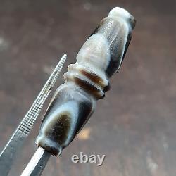 Very rare Antique Tibetan Gray Agate Carving Bead