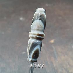 Very rare Antique Tibetan Gray Agate Carving Bead