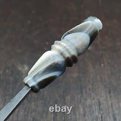 Very rare Antique Tibetan Gray Agate Carving Bead