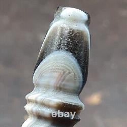 Very rare Antique Tibetan Gray Agate Carving Bead