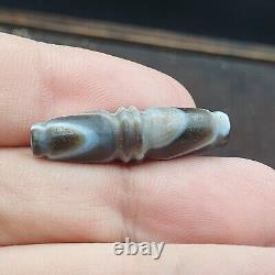 Very rare Antique Tibetan Gray Agate Carving Bead