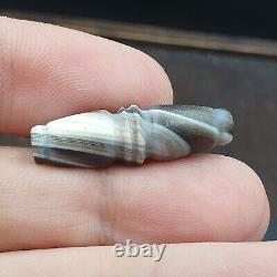 Very rare Antique Tibetan Gray Agate Carving Bead