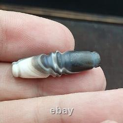 Very rare Antique Tibetan Gray Agate Carving Bead