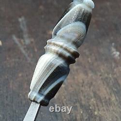 Very rare Antique Tibetan Gray Agate Carving Bead