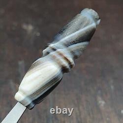 Very rare Antique Tibetan Gray Agate Carving Bead