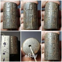 Very rare assyrian inscription garnet stone cylinderseal bead