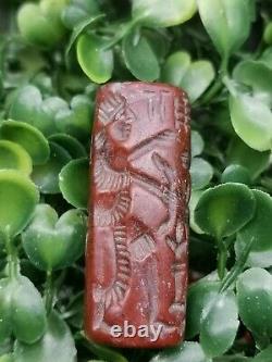 Very rare neateastern jusper stone amyzing carved cylinderseal bead