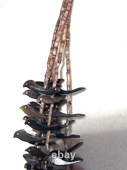 Vin. Zuni RARE (6) Strand Stone Bird Fetish Heishi Necklace 12 hang x24 ov. Al