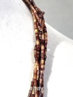 Vin. Zuni RARE (6) Strand Stone Bird Fetish Heishi Necklace 12 hang x24 ov. Al