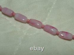 Vintage 54 PINK CORAL STONE Alternated Beaded Necklace MID-CENTURY Very Rare