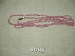 Vintage 54 PINK CORAL STONE Alternated Beaded Necklace MID-CENTURY Very Rare