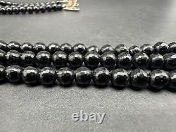 Vintage 925 Soms Beautiful Black Faceted Gemstone Necklace 17 Rare