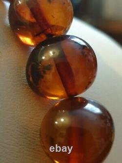 Vintage Antique Rare Genuine Real Baltic Amber Stone Necklace Beads 79.46grmes