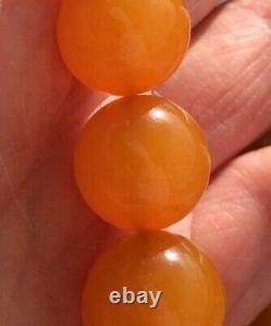Vintage Antique Rare Genuine Soviet Real Baltic Amber Stone Necklace Beads 66g