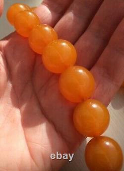 Vintage Antique Rare Genuine Soviet Real Baltic Amber Stone Necklace Beads 66g