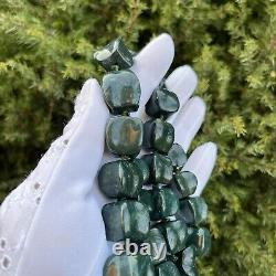 Vintage Bloodstone Necklace Graduated Heavy Chunky Gemstone Sterling Silver Rare