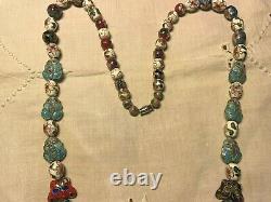 Vintage Chinese Rare Frog & Butterfly Shaped Cloisonne Bead Necklace