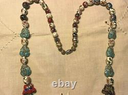 Vintage Chinese Rare Frog & Butterfly Shaped Cloisonne Bead Necklace