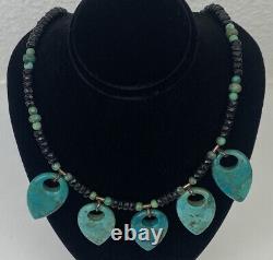 Vintage Chinese Turquoise Necklace 925 Sterling Silver Unique Statement RARE