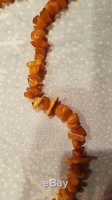 Vintage Genuine Natural Baltic Amber beads necklace Rare jewelry gem 60 length