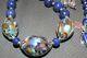 Vintage Italian Murano Rare Glass Beads Lapis Lazuli Stone Necklace 925 J243