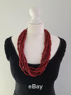 Vintage MID Century Red Coral Necklace Rare Old Trade Beads Tribal Excellent Con