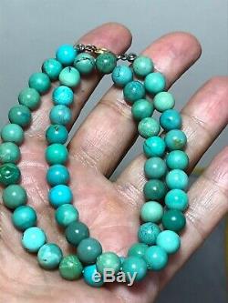Vintage NATURAL TURQUOISE BEADS NECKLACE Untreated Rare