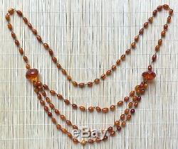 Vintage Natural Baltic Amber Honey Rare OLD Antique Beads Necklace jewelry gem