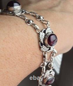 Vintage Necklace Sterling Silver 925 Ring Red Stone Women Jewelry Rare Old 40 gr