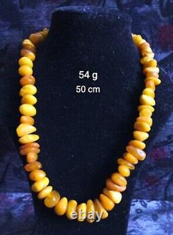 Vintage Old Beads Amber Necklace Rare Originals Stone 54 g 50 cm