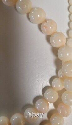 Vintage Rare 44.5cm Angel Skin Coral 3-11mm Bead Necklace Sterling Silver Clasp