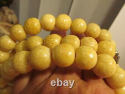 Vintage Rare Antique Cream White Coral Coated Bead Beaded Long Necklace