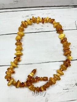 Vintage Rare Baltic Egg Yolk Amber Bead Necklace Natural Polished Amber 70 g
