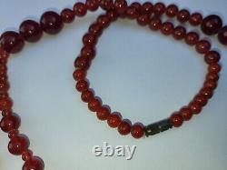 Vintage Rare Genuine Carnelian Gemstone Large Beads Necklace