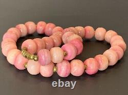 Vintage Rare Natural Pink Gemstones Beaded Necklace, Women's Jewelry