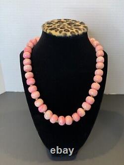 Vintage Rare Natural Pink Gemstones Beaded Necklace, Women's Jewelry
