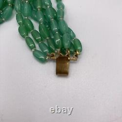 Vintage Rare SANDOR Beautiful 8 Strand Burmese Jadeite Carnelian Necklace